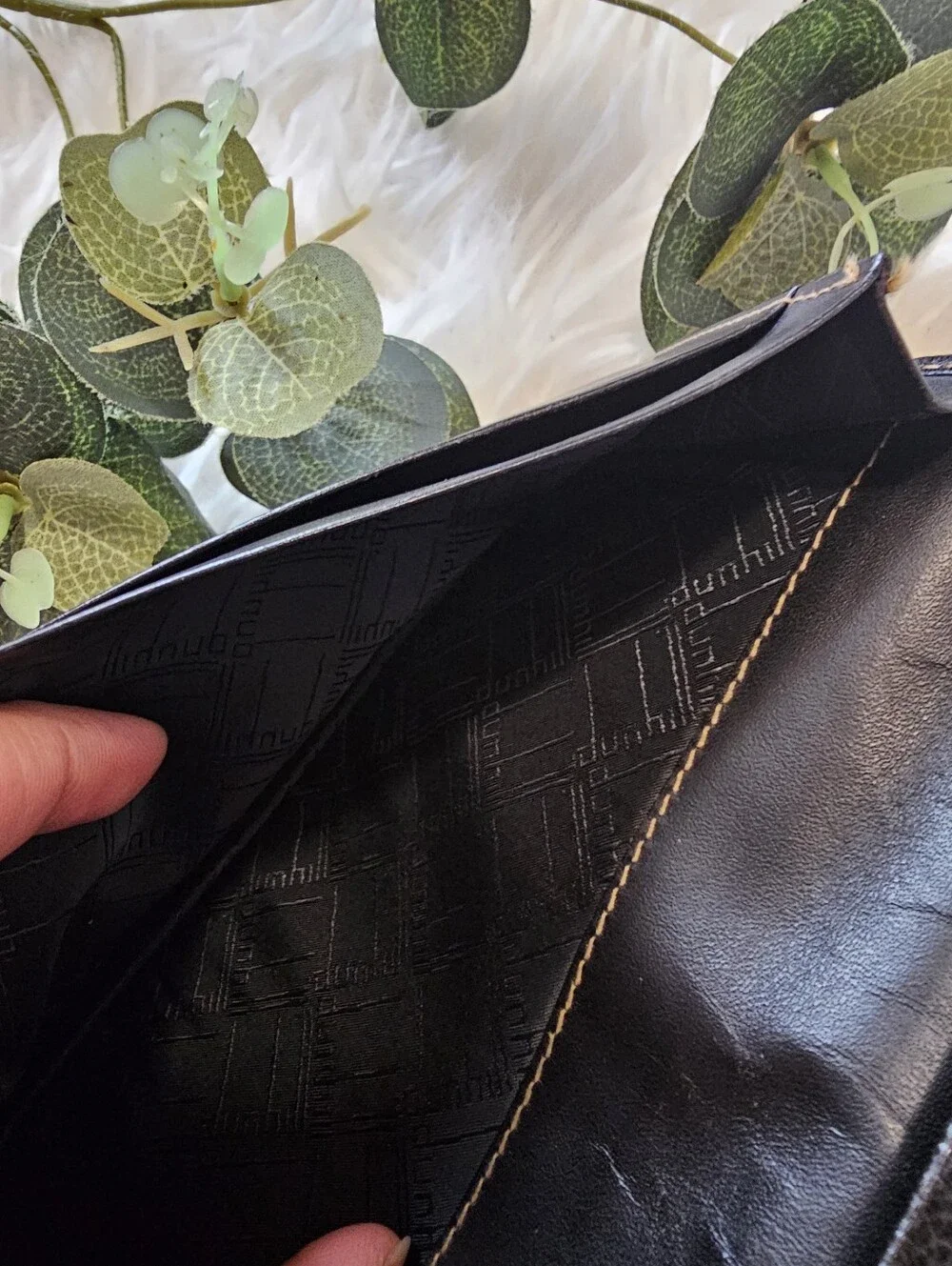 Dunhill Black Leather Long Wallet with Silver Accent preloved